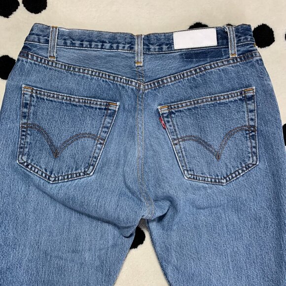Vintage 90s Levi's X Re/done Faded Distressed Denim Straight Leg Ankle Jeans - Picture 6 of 14